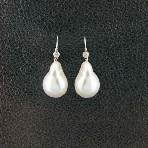 Baroque Pearl & Diamond Earrings
