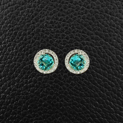 Sky Blue Topaz & Diamond Earrings