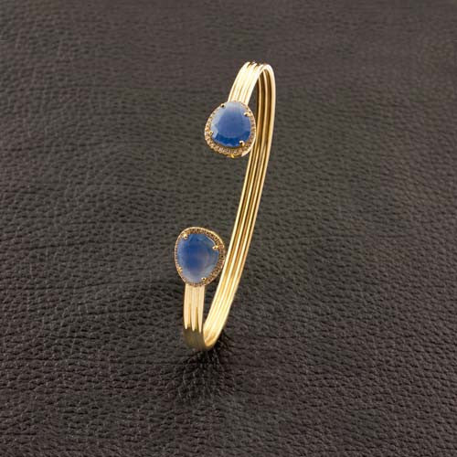 Sapphire & Diamond Open Bangle Bracelet