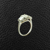 Triple Emerald cut Diamond Ring with Halo