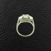 Triple Emerald cut Diamond Ring with Halo