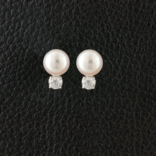 Cultured Pearl & Diamond Earrings