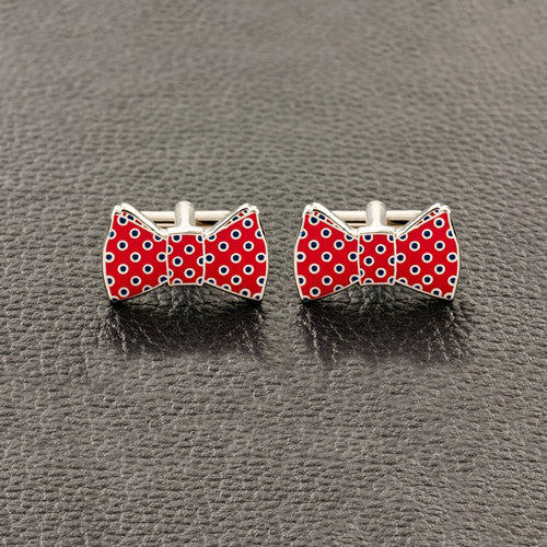 Red Bow Tie with Polka Dots Cufflinks