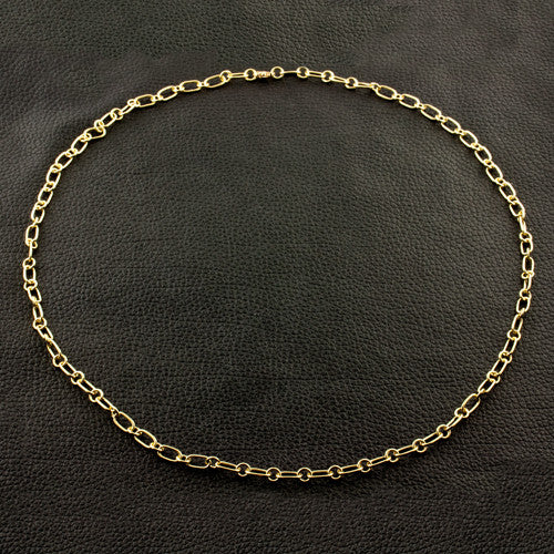 Gold Oval and Round Link Chain Necklace