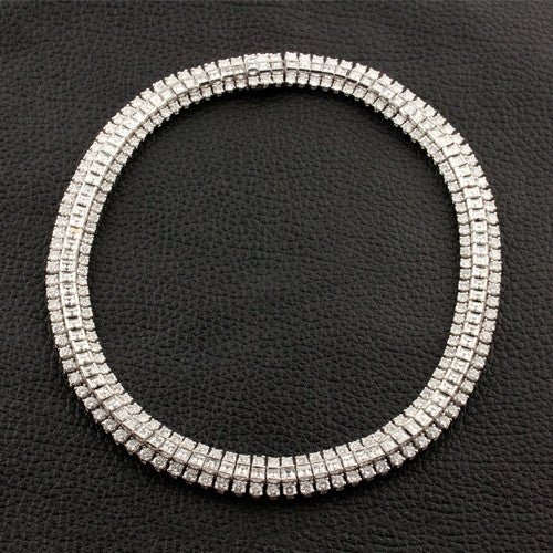 Three Row Diamond Necklace