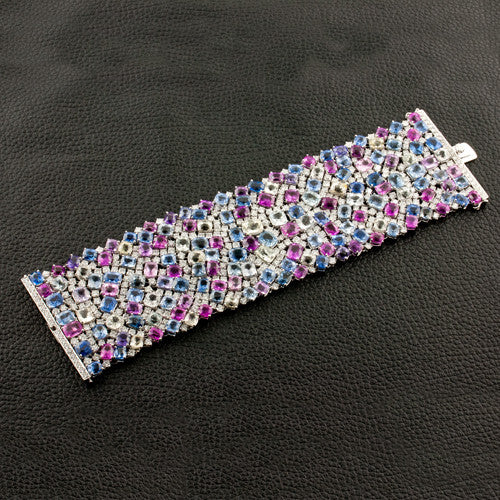 Multi-color Sapphire & Diamond Bracelet