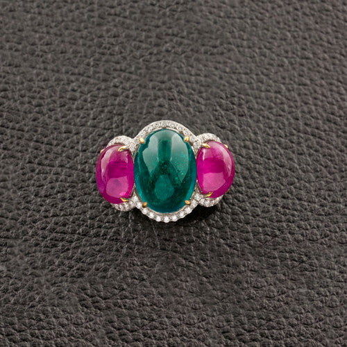 Emerald, Ruby & Diamond Ring