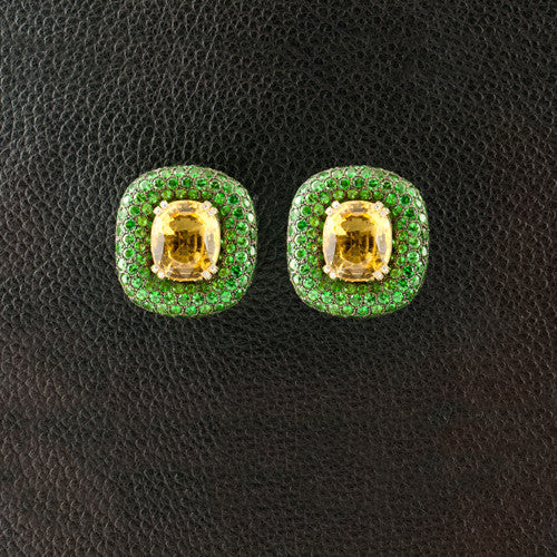 Danburite, Diamond and Tsavorite Earrings