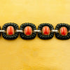 Coral, Onyx & Diamond Bracelet