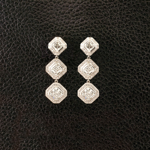 Asscher cut Diamond Dangle Earrings