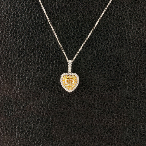 Heart Shaped Yellow Diamond Pendant