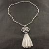Diamond Bead & Pearl Tassel Necklace