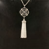 Diamond Bead & Pearl Tassel Necklace
