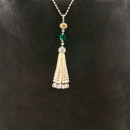 Pearl Tassel Necklace - Alloy - Zircon - ApolloBox