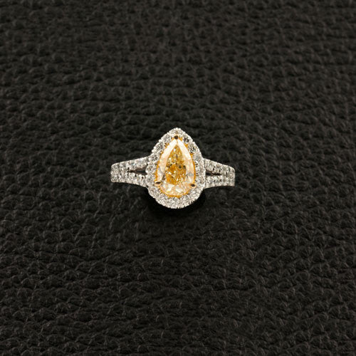 Art Deco Morganite Bridal Ring Set, Pear Shaped Ring – Flawless Moissanite