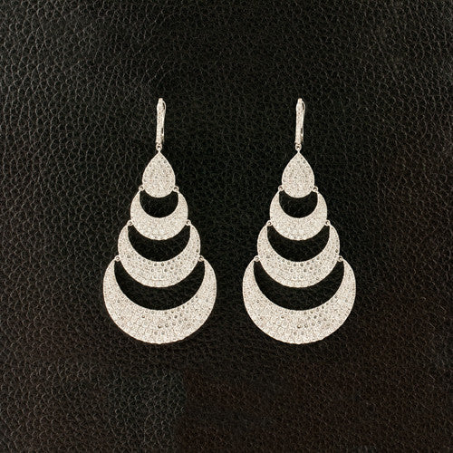 Diamond Half Moon Design Dangle Earrings