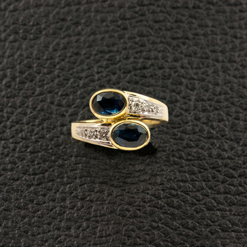 Sapphire & Diamond Bypass Ring