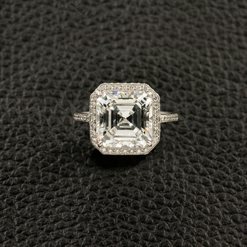 Square Diamond Engagement Ring with Halo