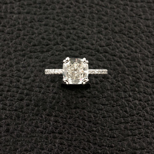 Cushion cut Diamond Engagement Ring with Round Diamonds