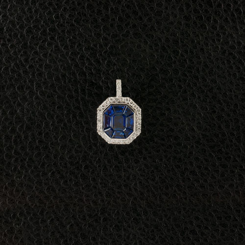 Octagonal Shaped Sapphire & Diamond Pendant
