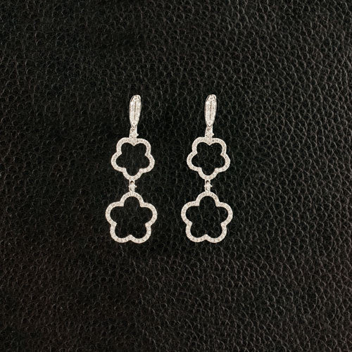 Diamond Flower Dangle Earrings