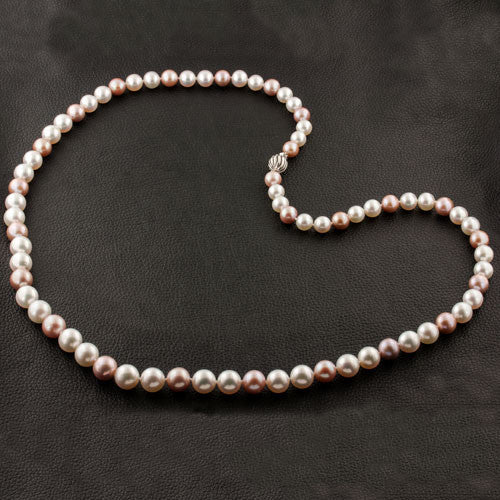 White & Pink South Sea & Kasumiga Pearl Necklace