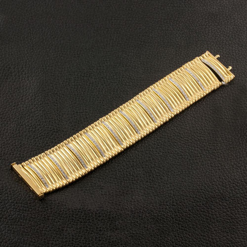 Flexible Gold Bar Bracelet with Diamonds