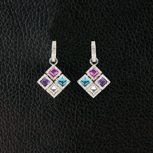 Diamond & Semi-precious Gemstone Dangle Earrings