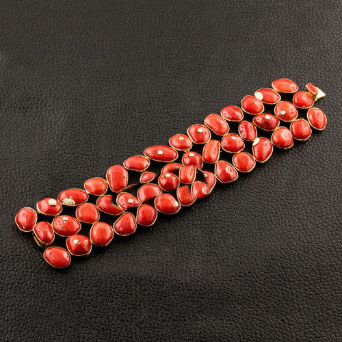 Coral & Diamond Bracelet