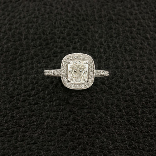 Cushion cut Diamond Engagement Ring with Halo