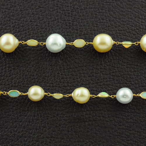 South Sea & Golden Pearl Necklace with Opals