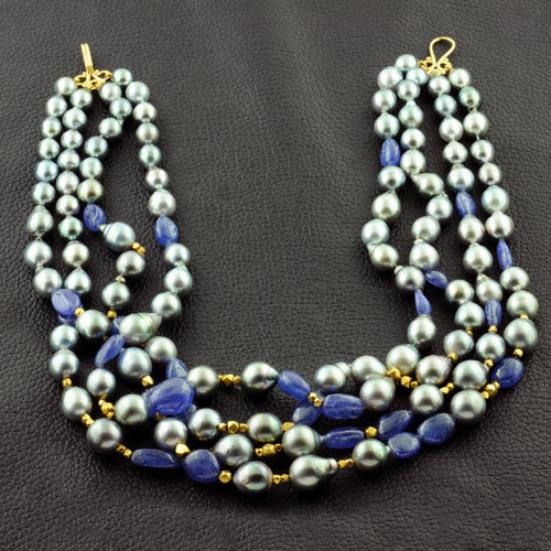 Tahitian Pearls & Tanzanite Necklace
