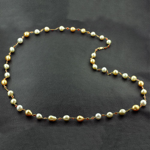 Golden South Sea Pearl & Orange Sapphire Necklace