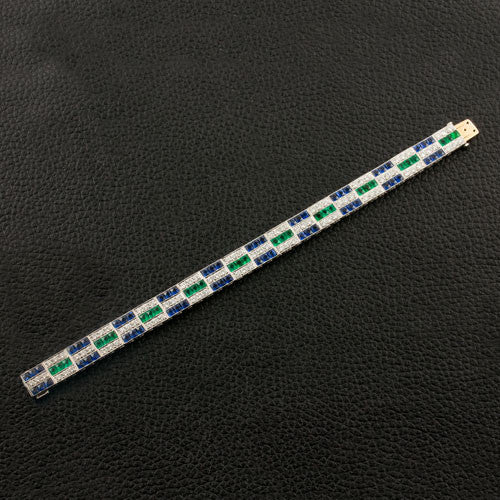 Sapphire, Emerald & Diamond Bracelet