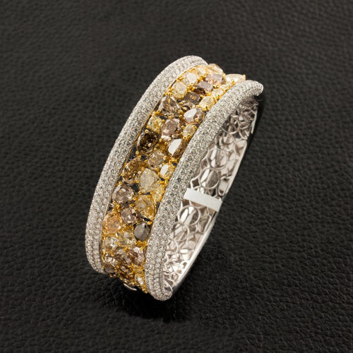 Brown, Yellow & White Diamond Bangle Bracelet