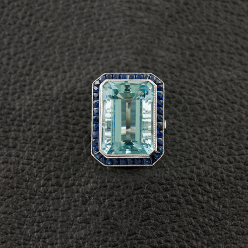 Aquamarine, Sapphire & Diamond Ring
