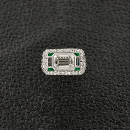 Diamond & Emerald Heirloom Style Ring