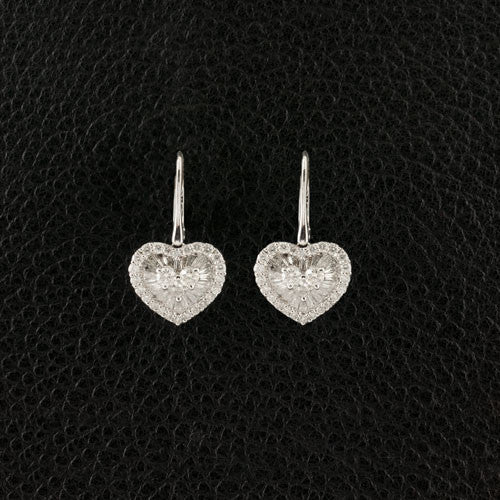 Diamond Heart shaped Dangle Earrings