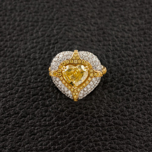 Heart Shaped Yellow Diamond Ring