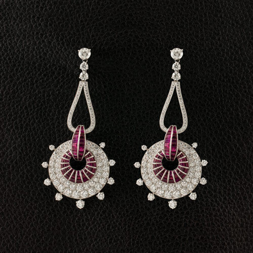 Ruby & Diamond Dangle Earrings