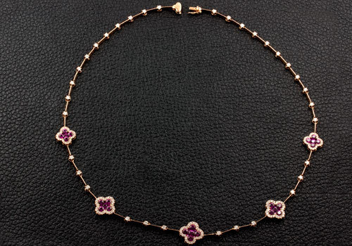 Ruby & Diamond Clover Necklace
