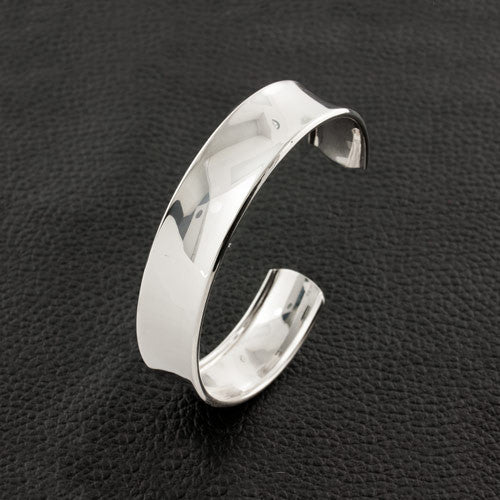 Concave Silver Bangle Bracelet