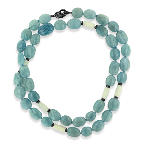 Aquamarine & White Coral Necklace