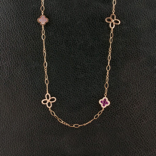 Ruby & Diamond Clover Necklace