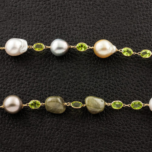 Edwardian Peridot and Seed Pearl Necklace