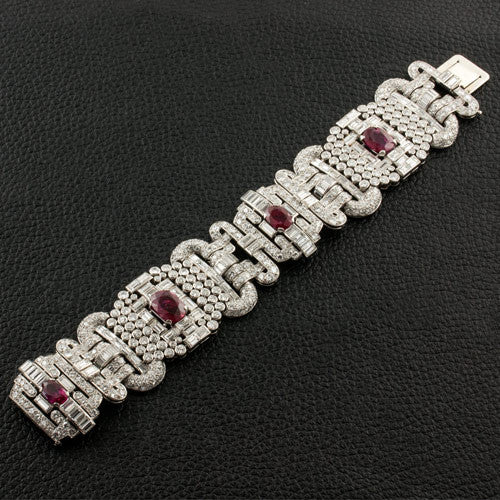 Art Deco Ruby & Diamond Estate Bracelet