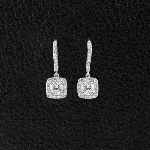 Cushion Diamond Dangle Earrings