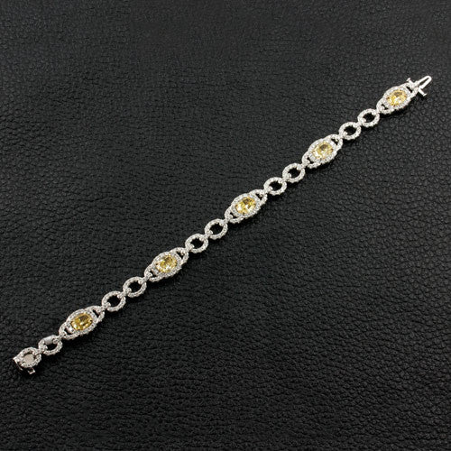 Yellow & White Diamond Link Bracelet