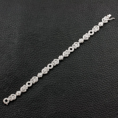 Chevron & Flower Pattern Diamond Bracelet