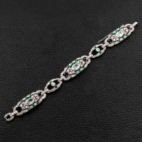 Art Deco Diamond Bracelet Frosted Rock Crystal 14 Karat White Gold Filigree  | eBay